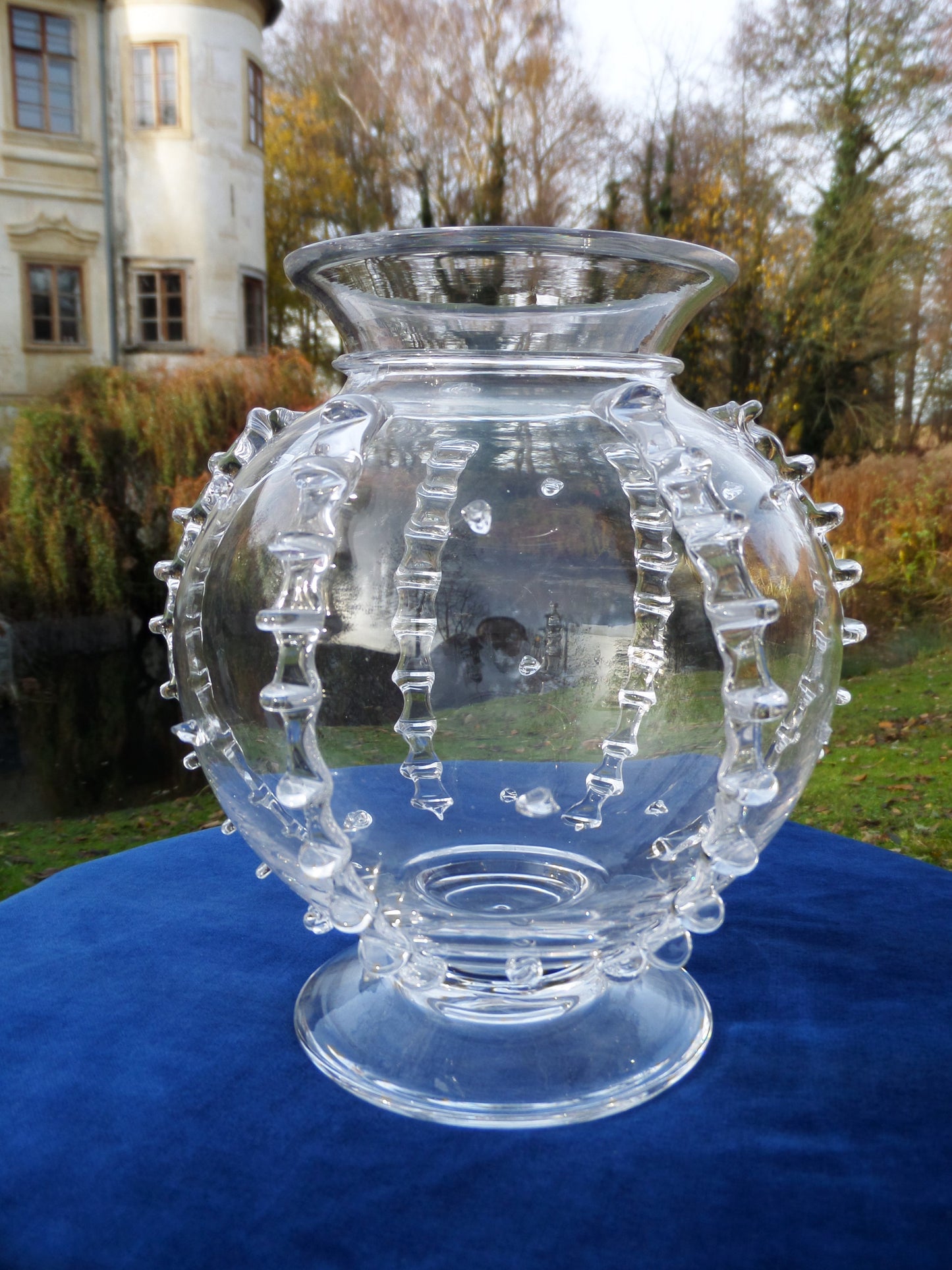 "Harriet" Fishbowl Vase by Juliska, Hand Blown Bohemian Art Glass, Czech republic, 2008