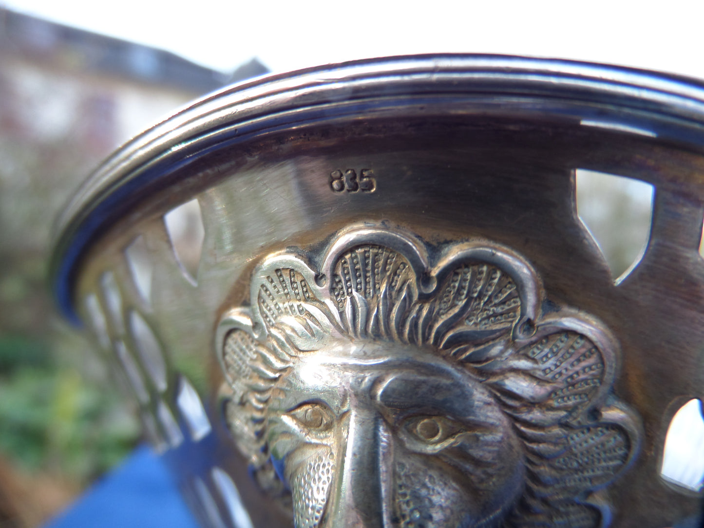 Antique 835 Silver Pierced Serving Basket, Europe, late 19th Century