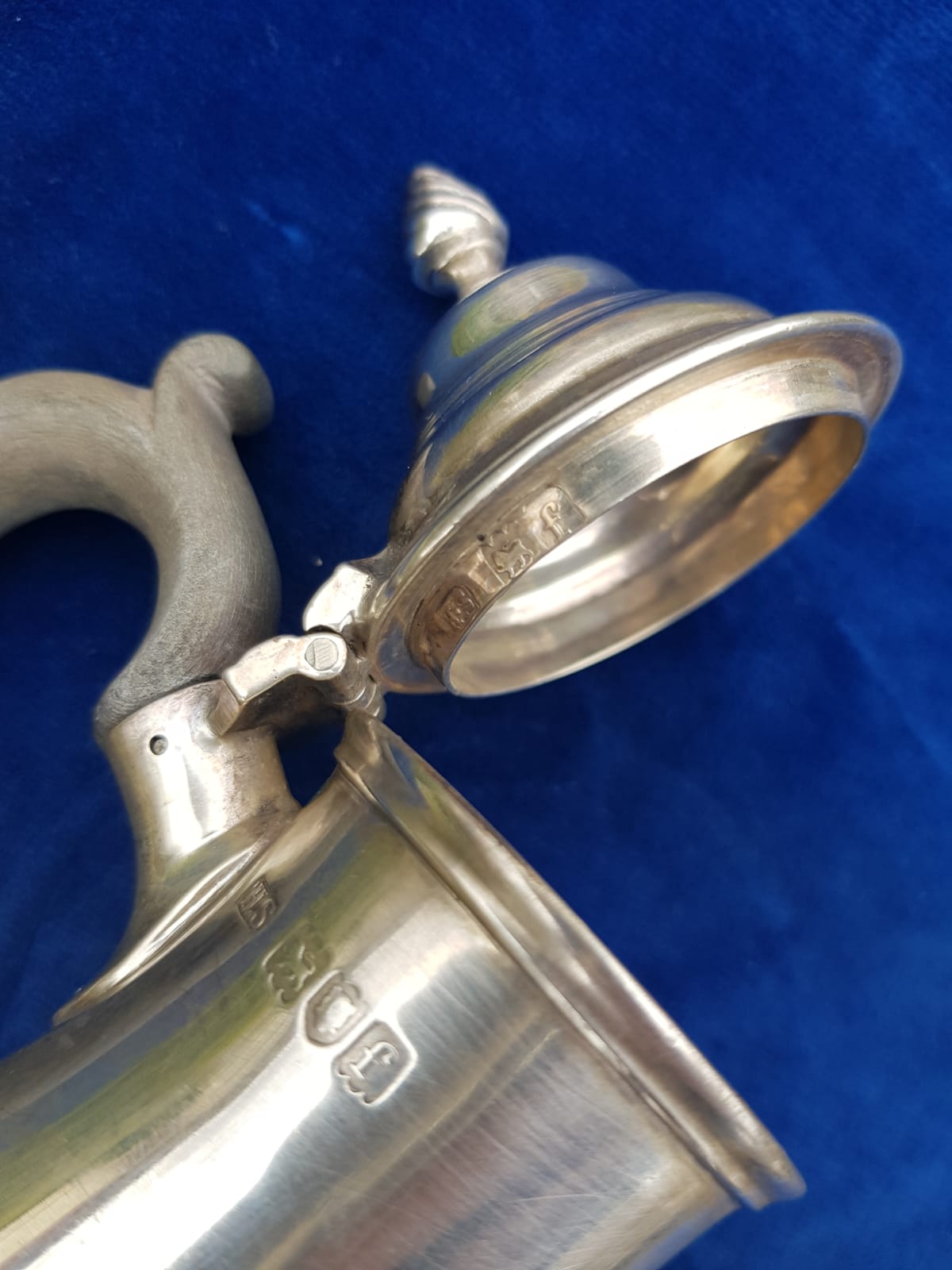 Antique 925 Sterling Silver Coffee Pot, England, mid 19th Century