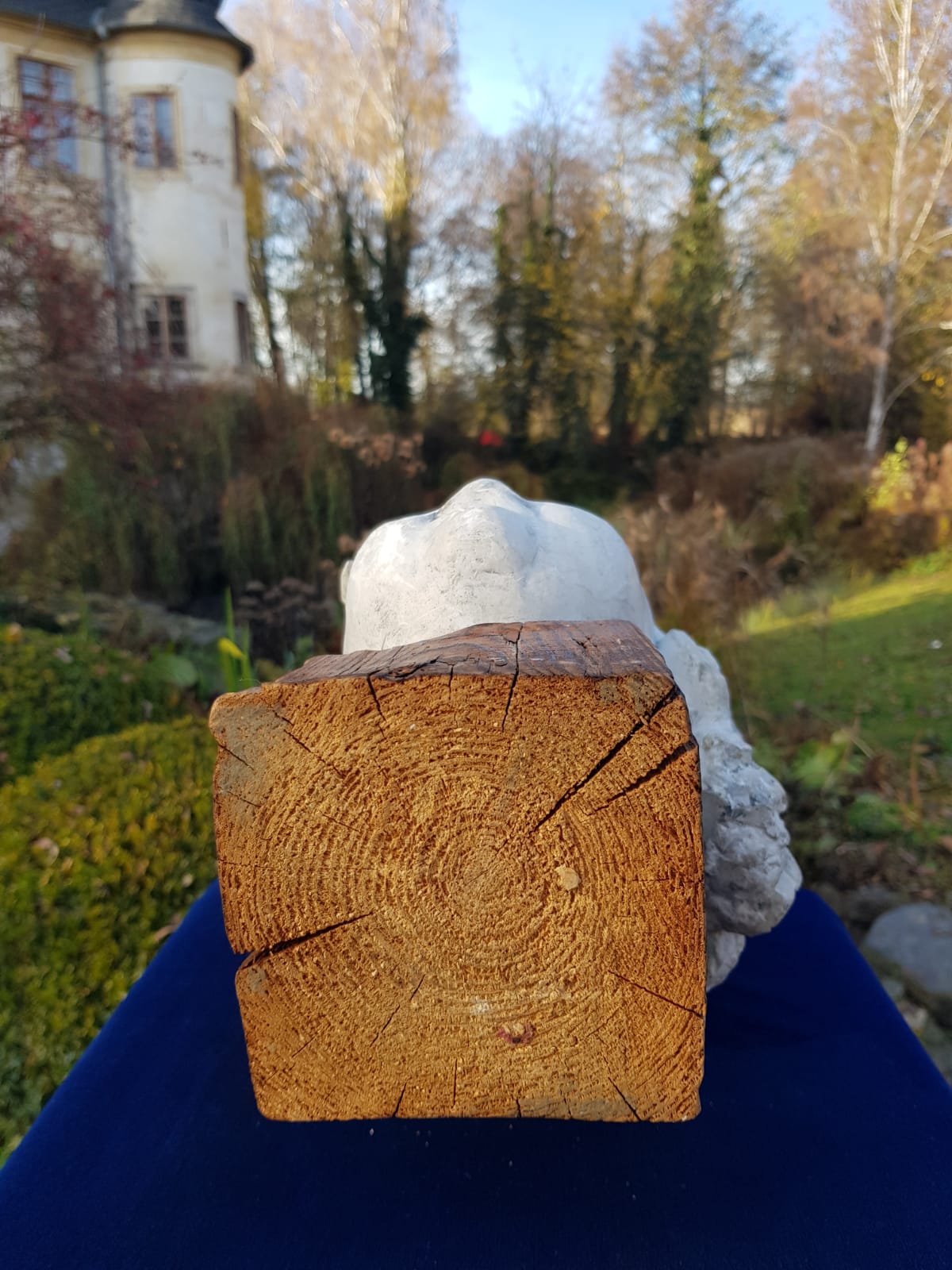 "Girl" Plaster Bust on Wooden Base, by Carl-Einar Borgström, Sweden, mid 20th Century