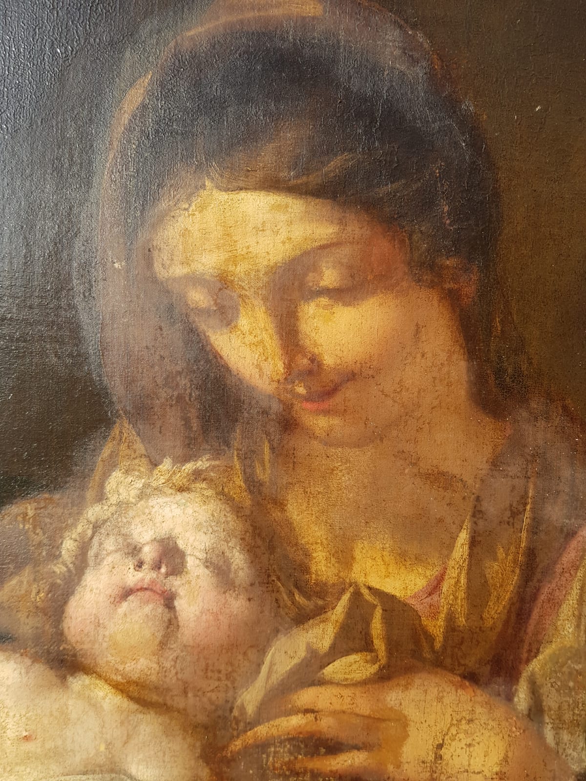 Madonna And Child, Oil On Canvas, Italian School, 17th Century