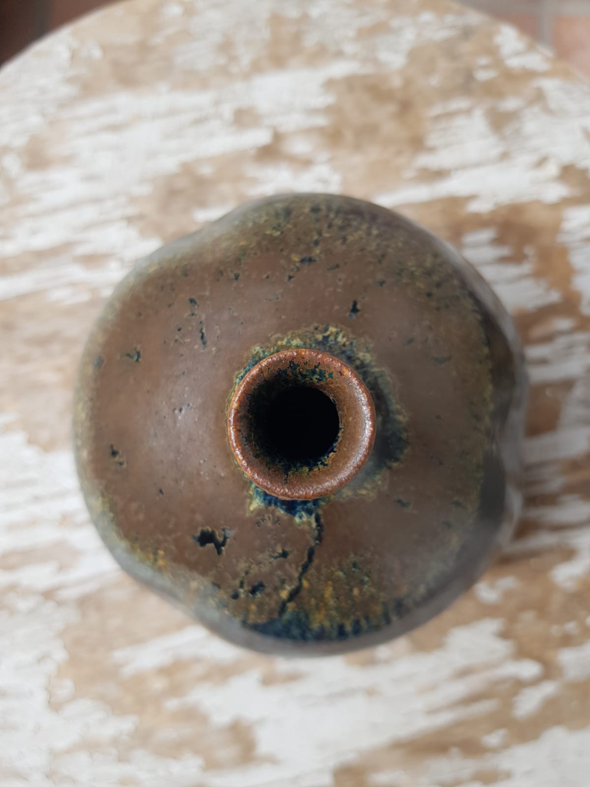 Japanese Tenmoku "Oil Spot" Sake Bottle (Tokkuri) by Kimura Morikazu