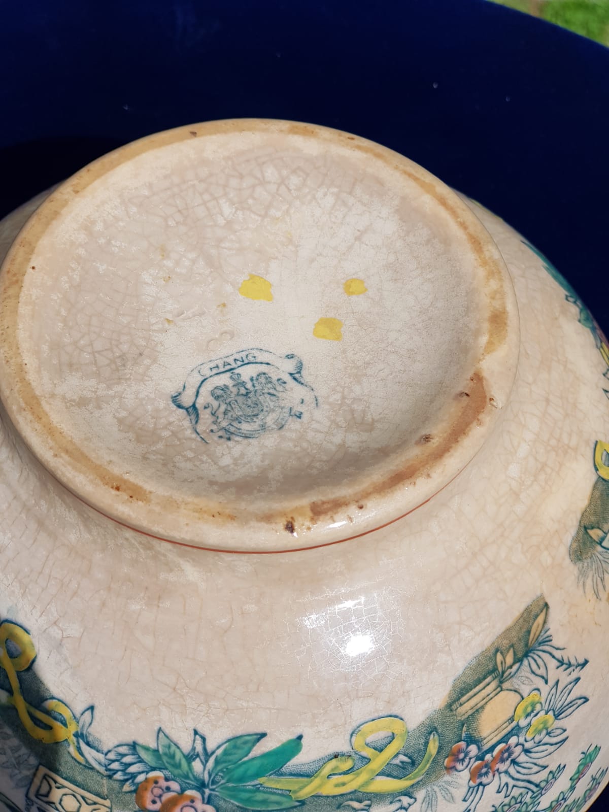 Large Antique 19th Century Chinoiserie Ironstone Bowl - "Chang" Pattern by Edge, Malkin & Co. - c. 1871-1891