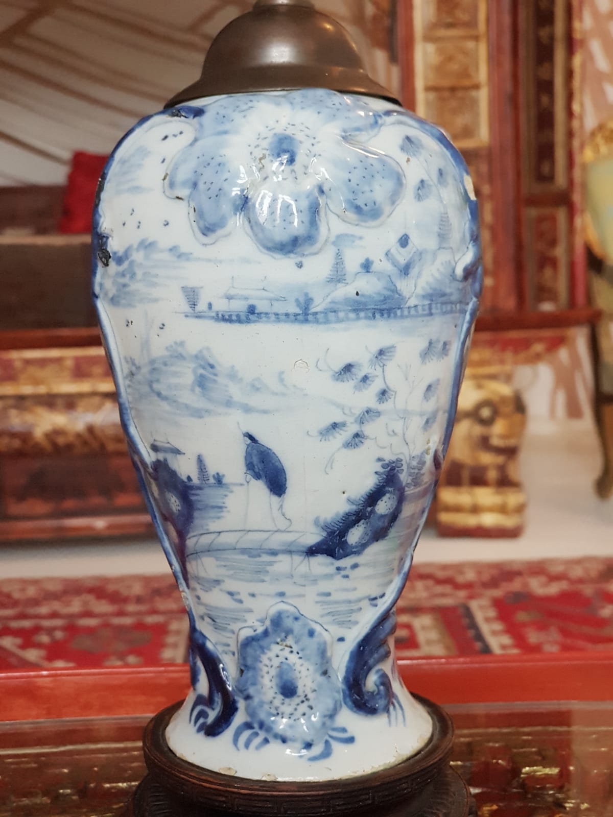 Antique Delft lampstand 1800/1900