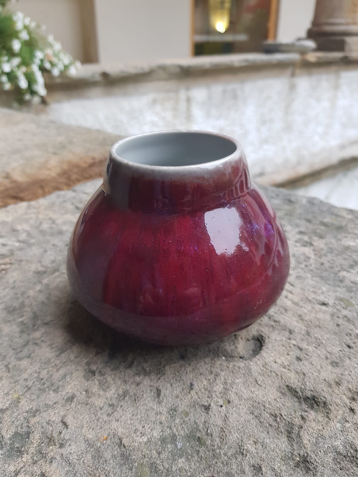 Ceramic Art Pottery Ox Blood Glazed Vase, Bohemia 1900s