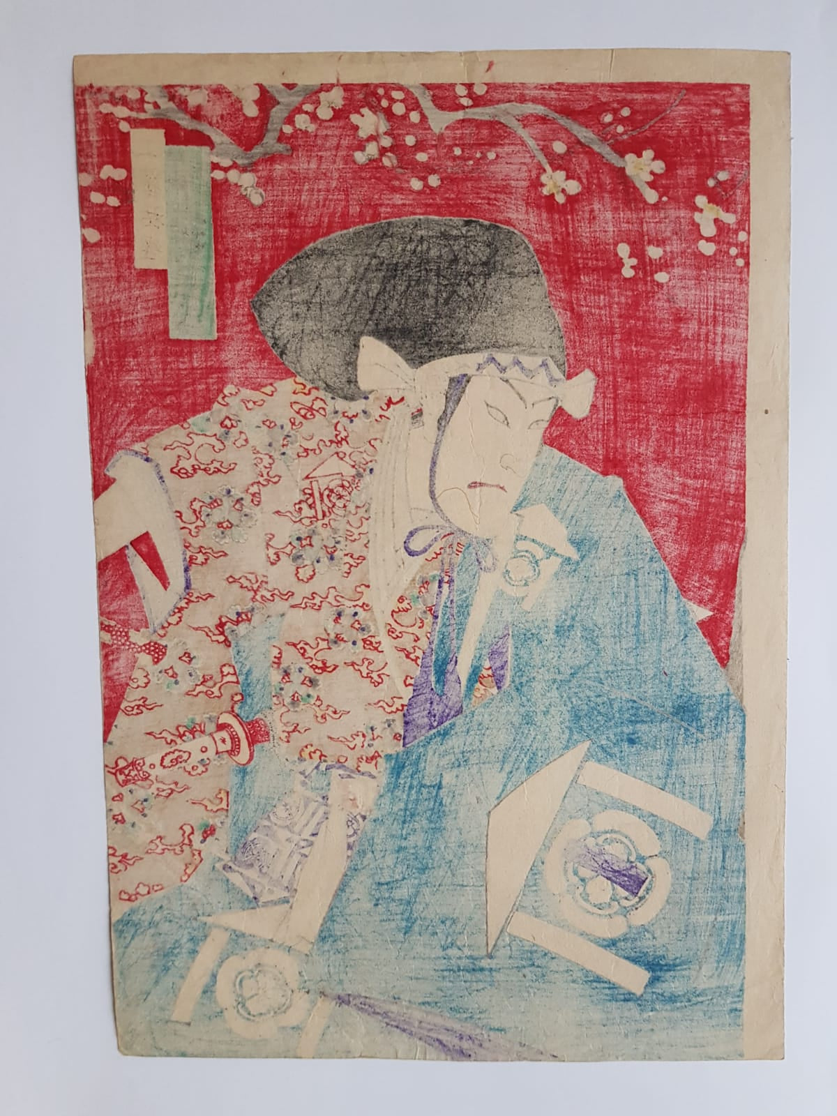 Antique Ukiyo-e by Toyohara Kunichika, Kudō Suketsune, portrayed by Onoe Kikugorō, 1892, Meiji Period