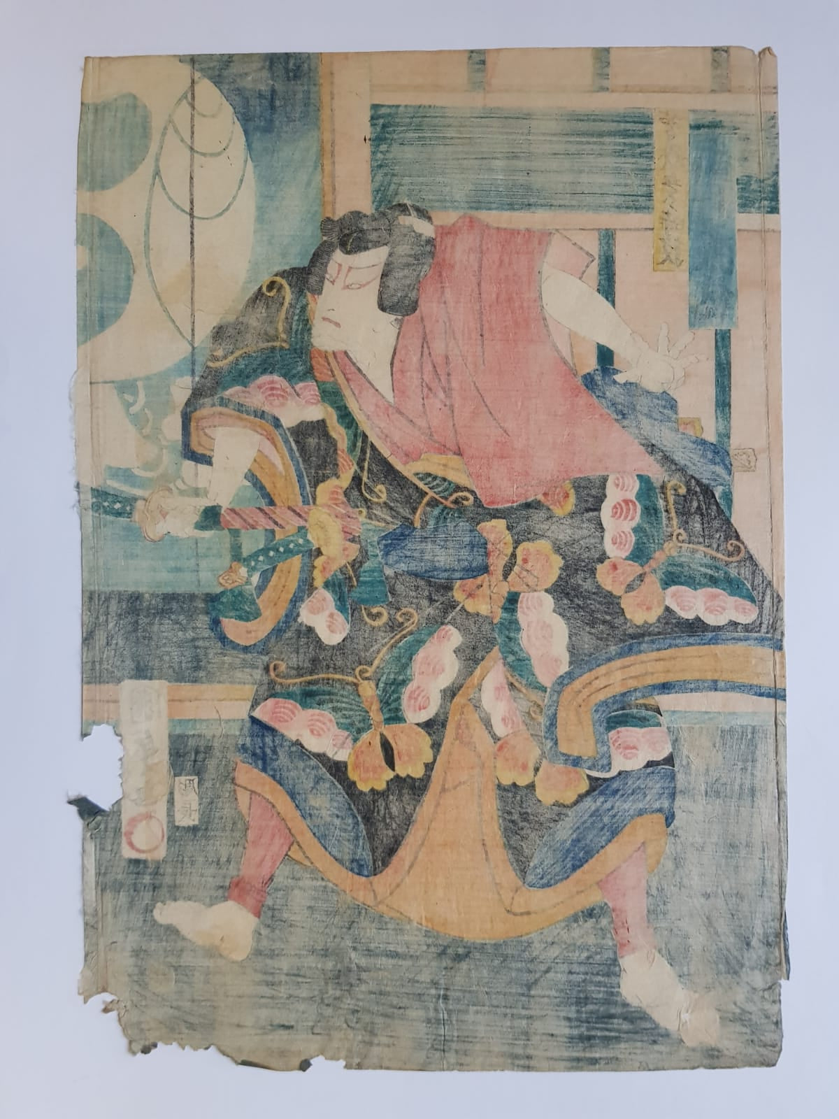 Utagawa Kuniyoshi, Woodblock Print, Actor Bando Mitsugoro in Role Soga No Goro Tokimune, circa 1850, Edo Period