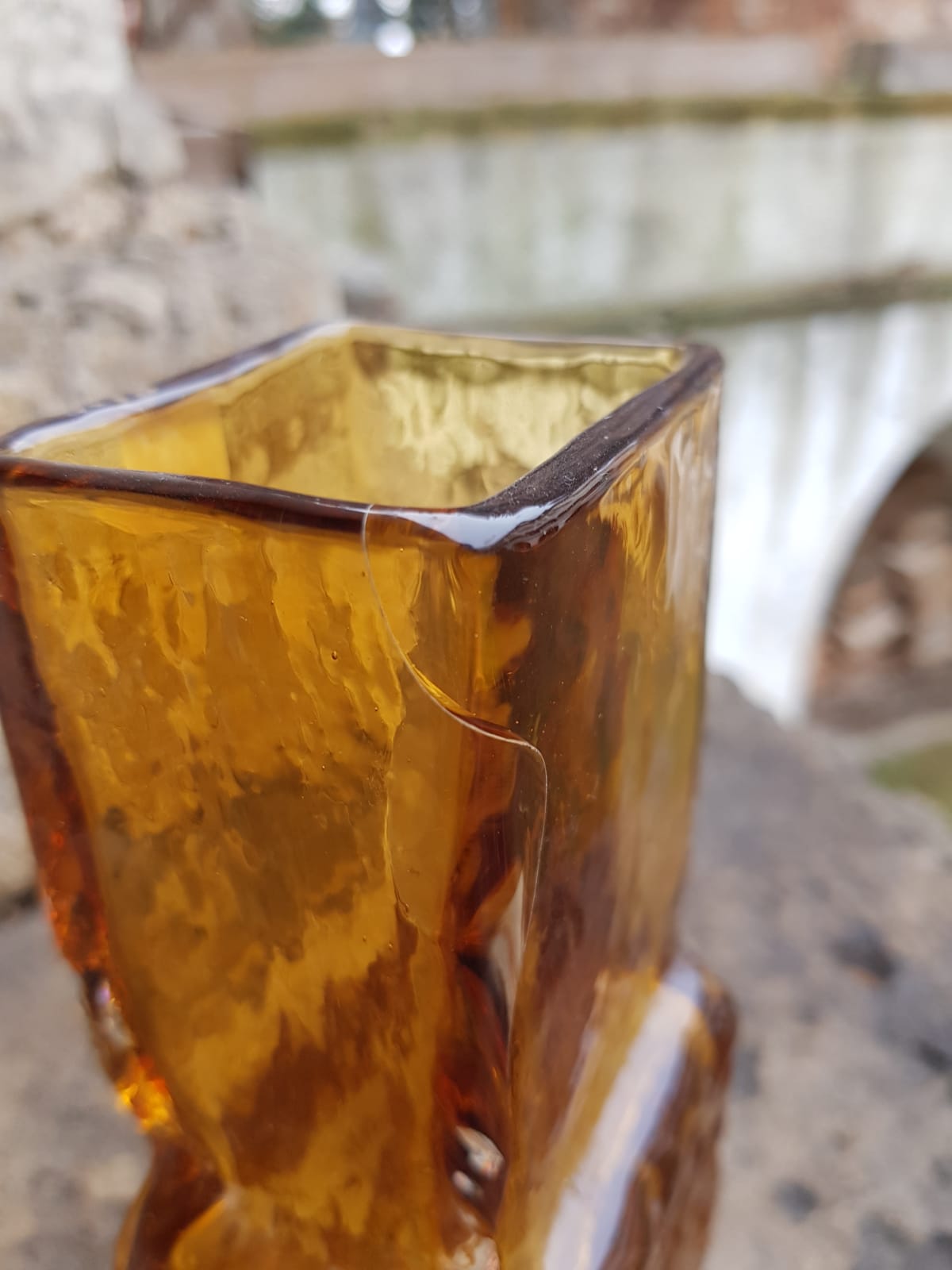 "Drunken Bricklayer" by Geoffrey Baxter, Whitefriars Glass 1960s