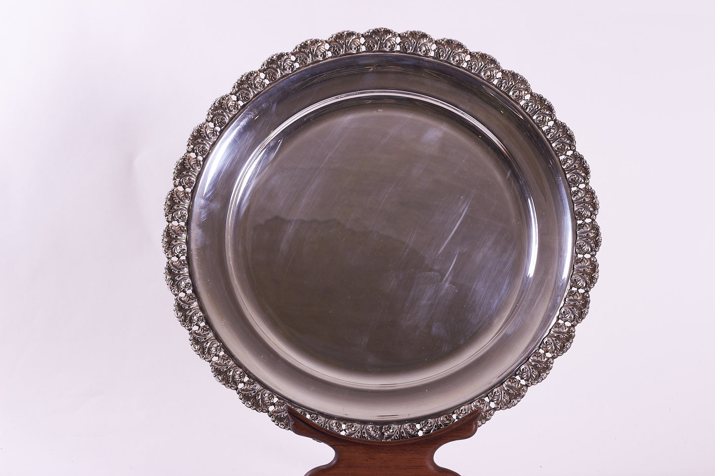 Authentic Italian 800 Silver Round Serving Tray Platter, 20the Century