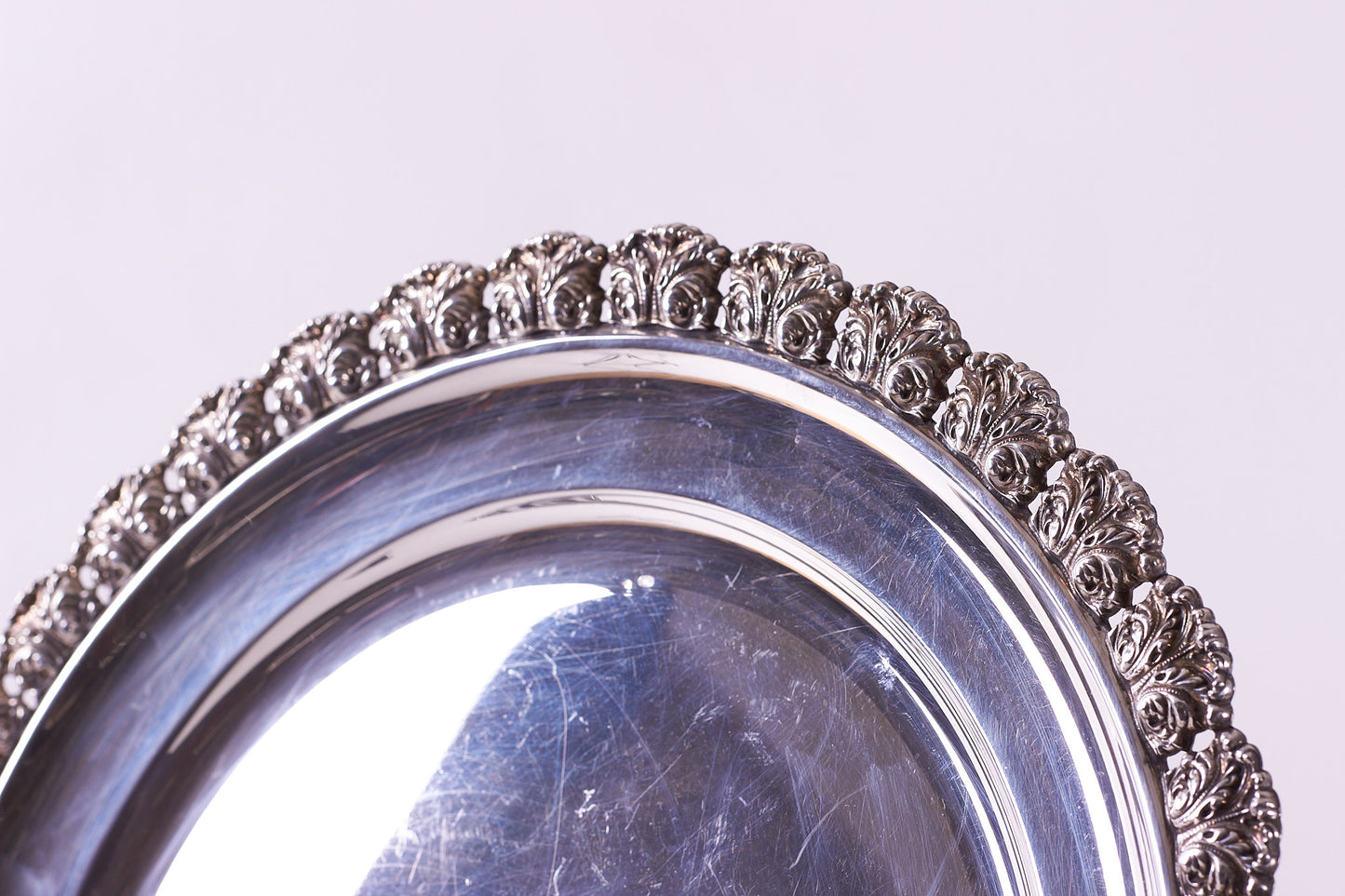 Authentic Italian 800 Silver Round Serving Tray Platter, 20the Century