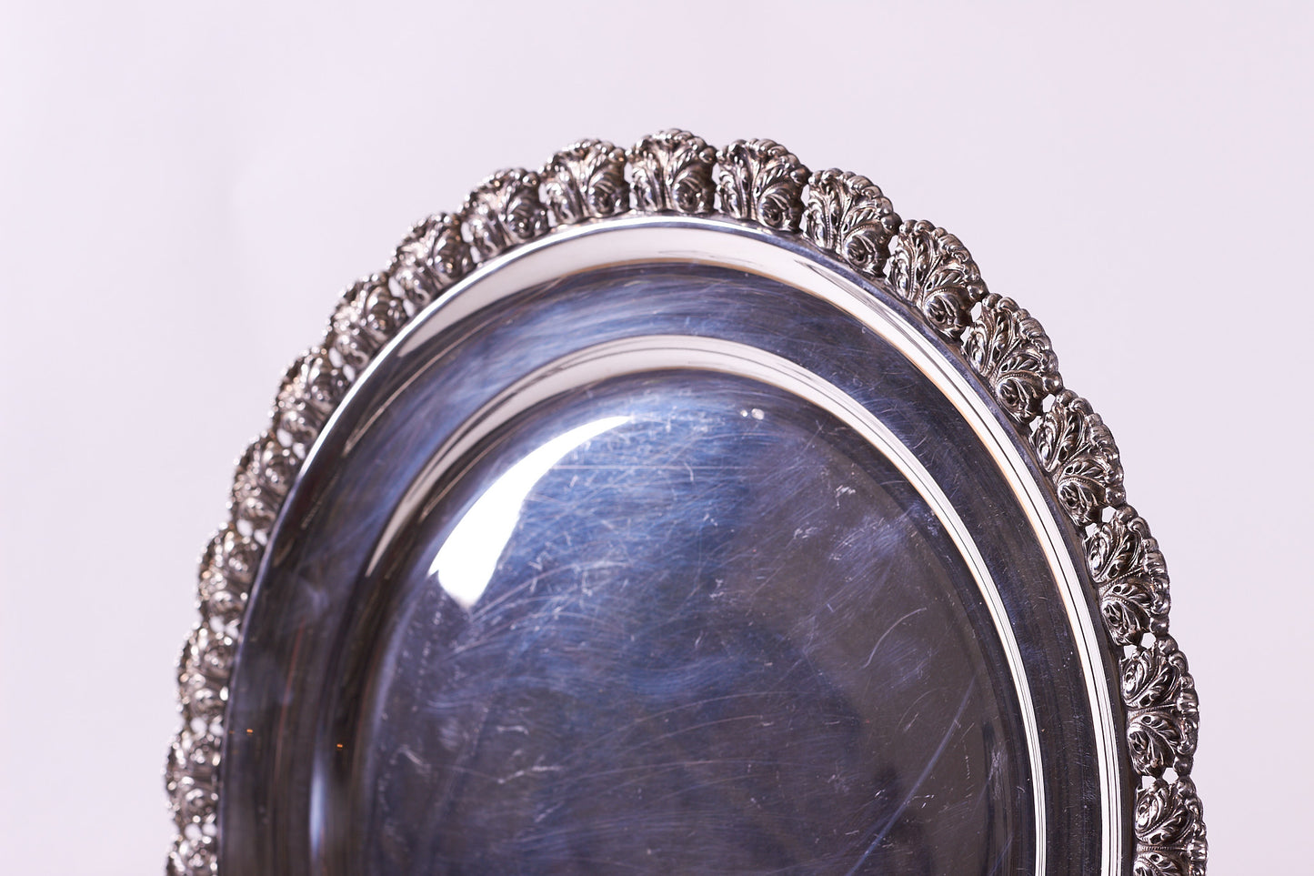 Authentic Italian 800 Silver Round Serving Tray Platter, 20the Century