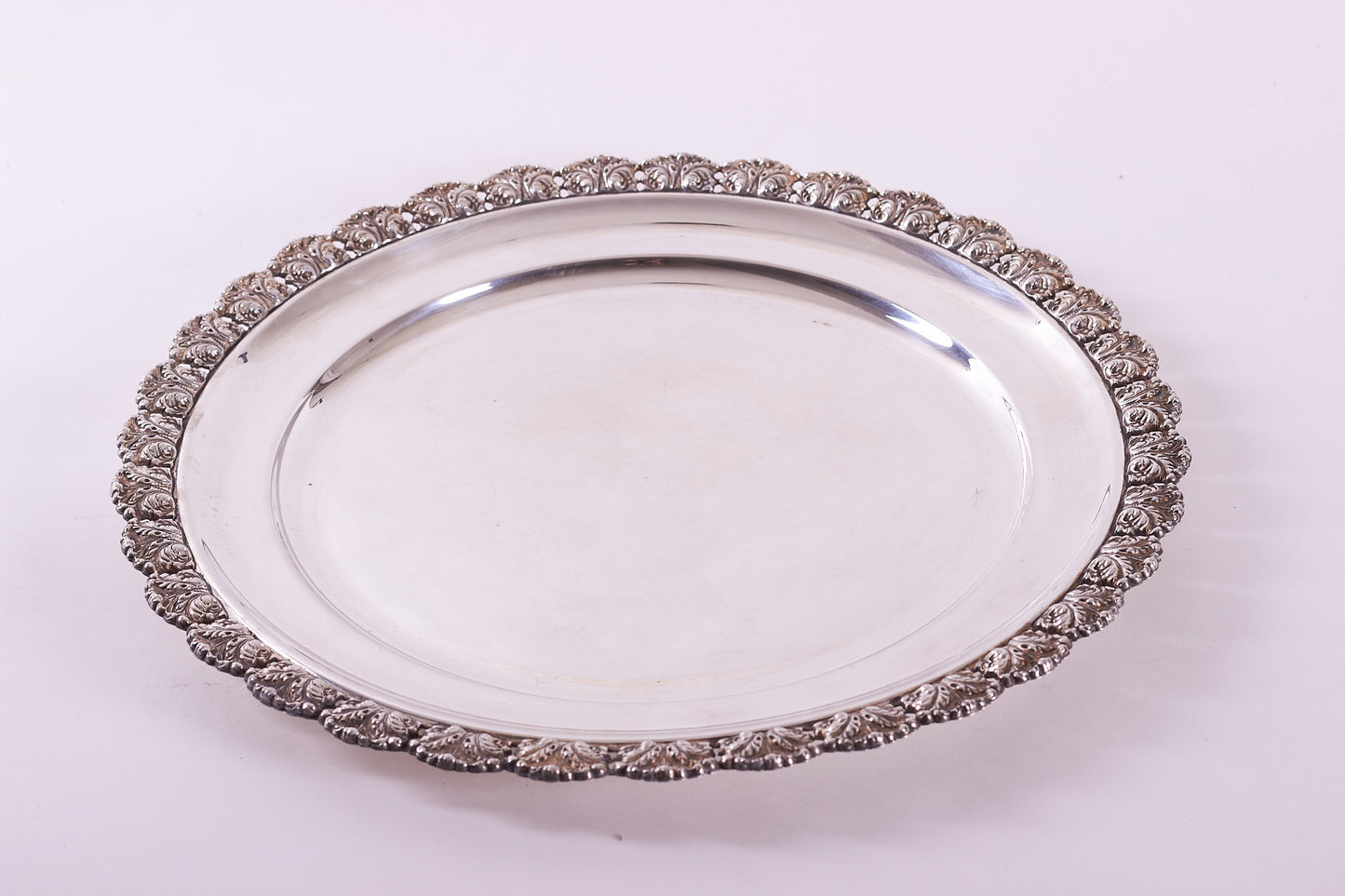 Authentic Italian 800 Silver Round Serving Tray Platter, 20the Century