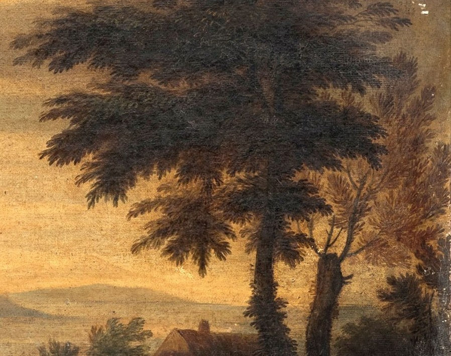 Manner of Domenico Zampieri, called il Domenichino, Landscape with the Expulsion of Hagar, Oil on Canvas, Italy, 17th Century