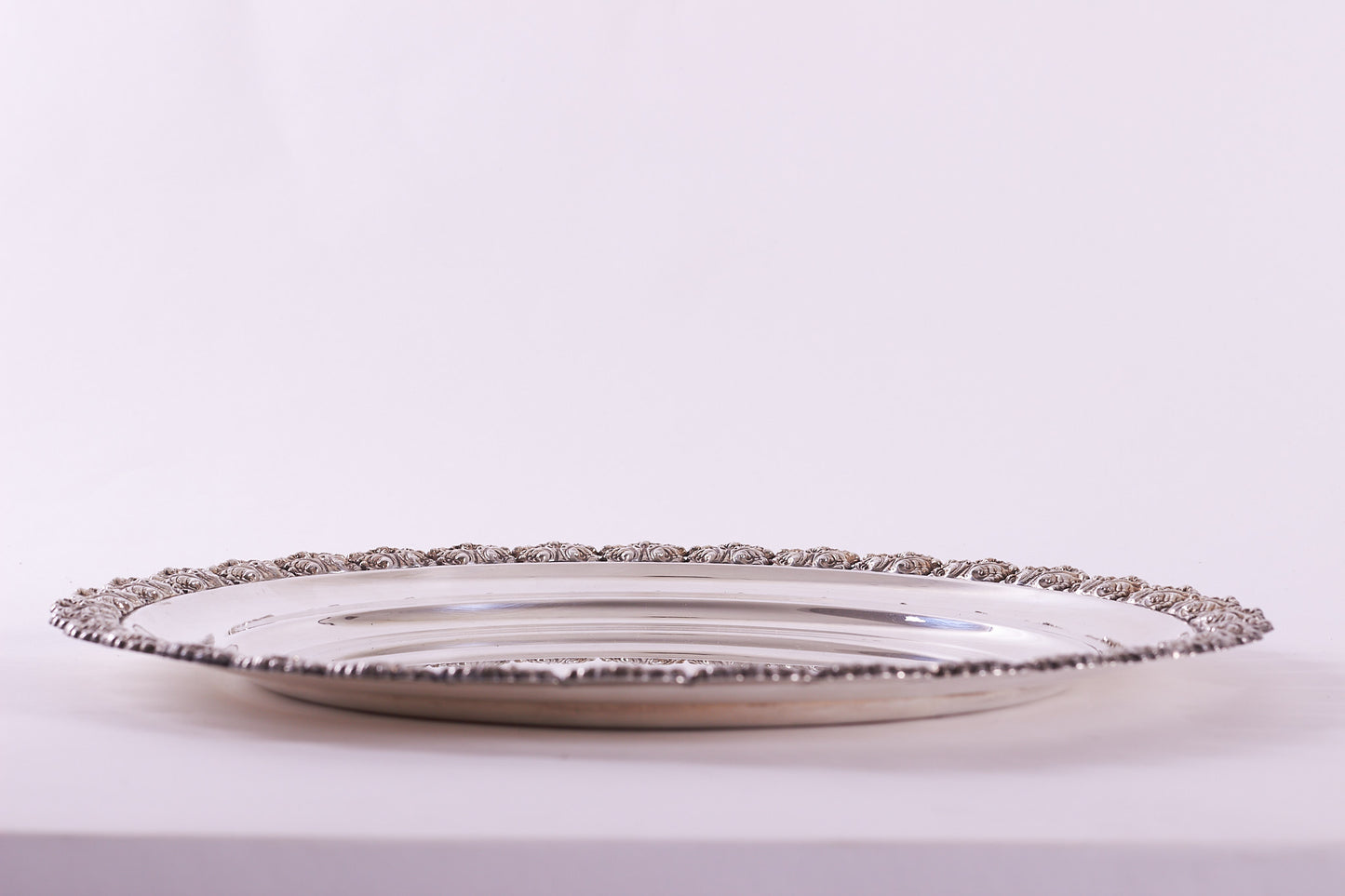 Authentic Italian 800 Silver Round Serving Tray Platter, 20the Century