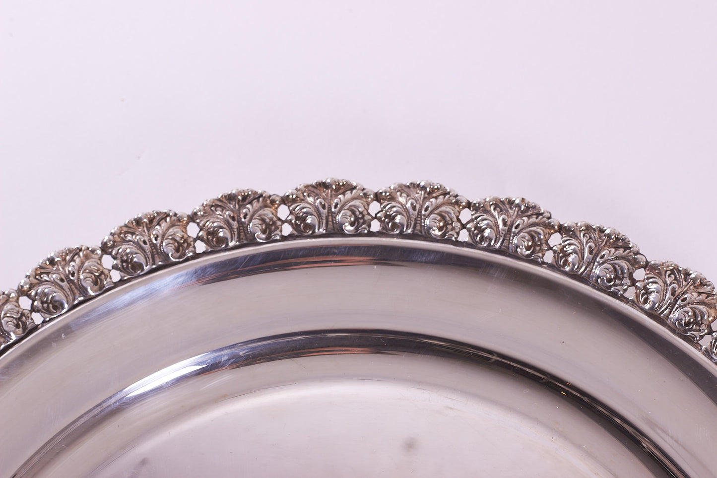 Authentic Italian 800 Silver Round Serving Tray Platter, 20the Century