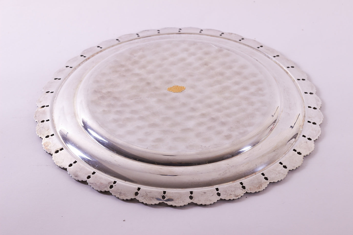 Authentic Italian 800 Silver Round Serving Tray Platter, 20the Century