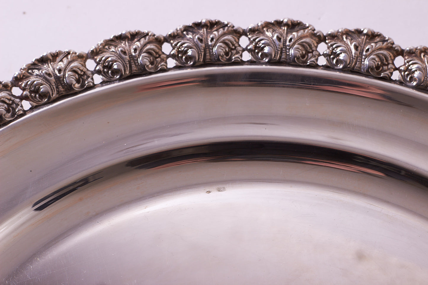 Authentic Italian 800 Silver Round Serving Tray Platter, 20the Century