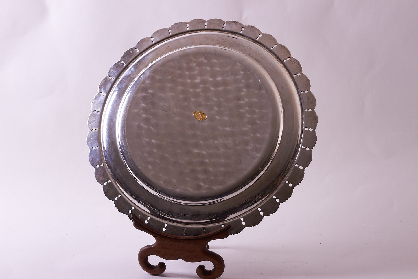 Authentic Italian 800 Silver Round Serving Tray Platter, 20the Century