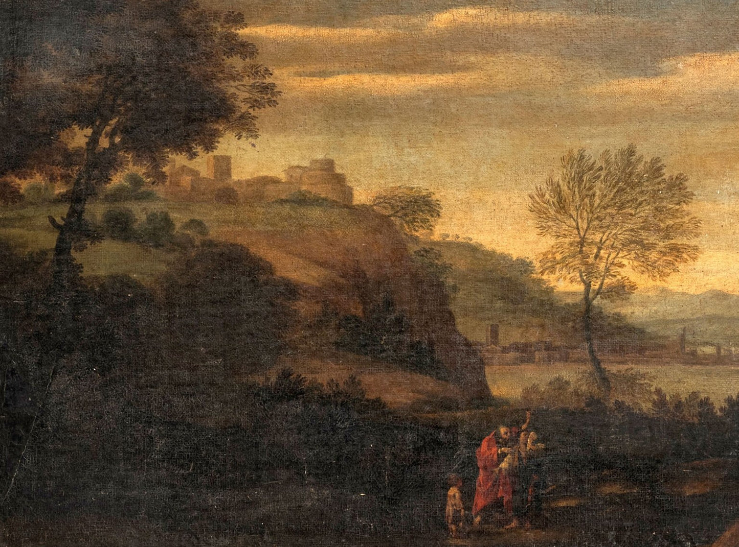 Manner of Domenico Zampieri, called il Domenichino, Landscape with the Expulsion of Hagar, Oil on Canvas, Italy, 17th Century