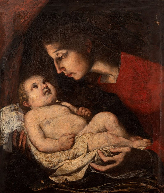 Madonna and Child, Oil On Canvas, North Italian School, 17th Century