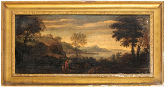 Manner of Domenico Zampieri, called il Domenichino, Landscape with the Expulsion of Hagar, Oil on Canvas, Italy, 17th Century