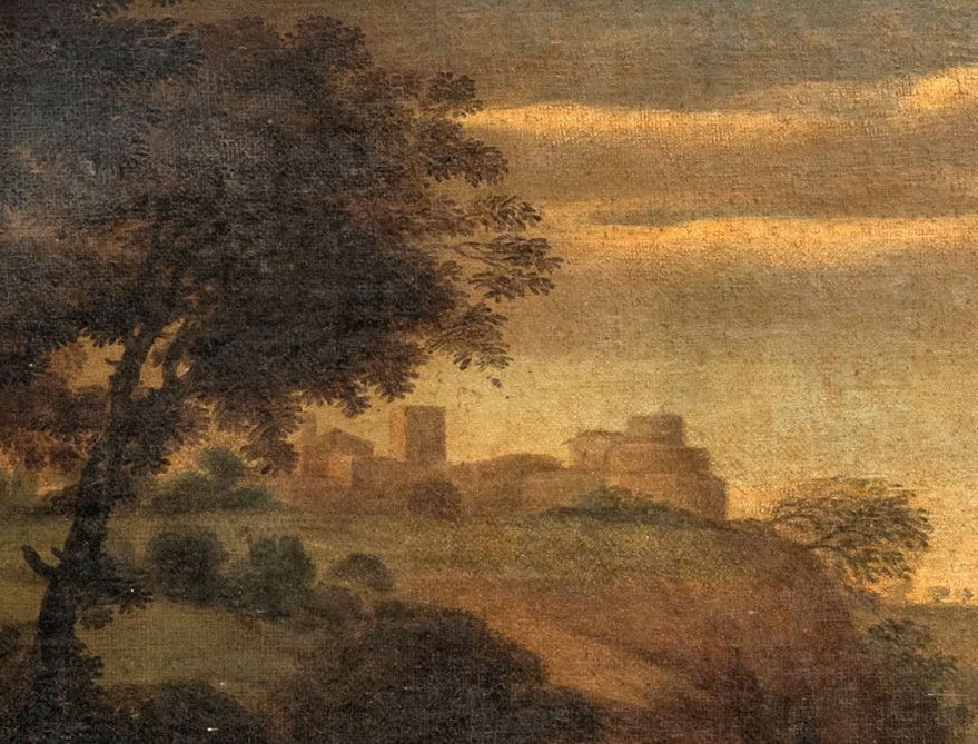 Manner of Domenico Zampieri, called il Domenichino, Landscape with the Expulsion of Hagar, Oil on Canvas, Italy, 17th Century