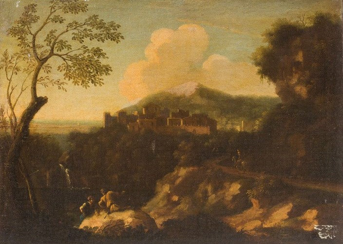 JAN FRANS VAN BLOEMEN, called L'ORIZZONTE (attr. to), Arcadian Landscape, Oil on Canvas, Italy, 17th/18th Century