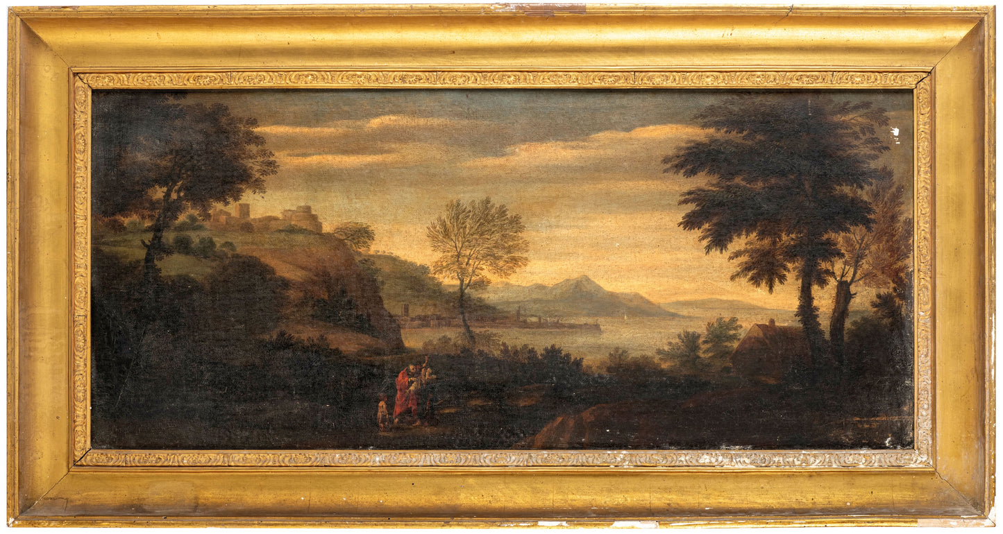 Manner of Domenico Zampieri, called il Domenichino, Landscape with the Expulsion of Hagar, Oil on Canvas, Italy, 17th Century