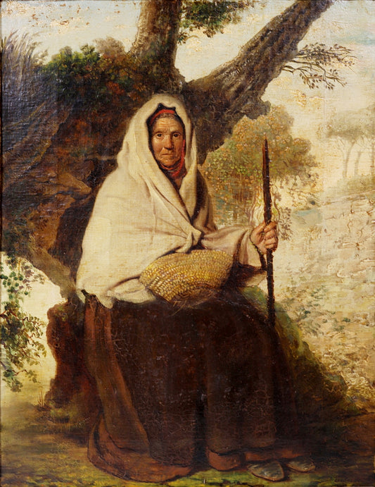 "The Peasant Girl" – Oil on Canvas after Giacomo Ceruti by P. Valeriani, Italian School, 19th Century