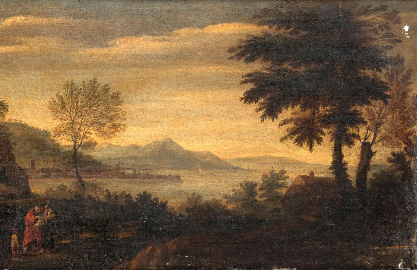 Manner of Domenico Zampieri, called il Domenichino, Landscape with the Expulsion of Hagar, Oil on Canvas, Italy, 17th Century
