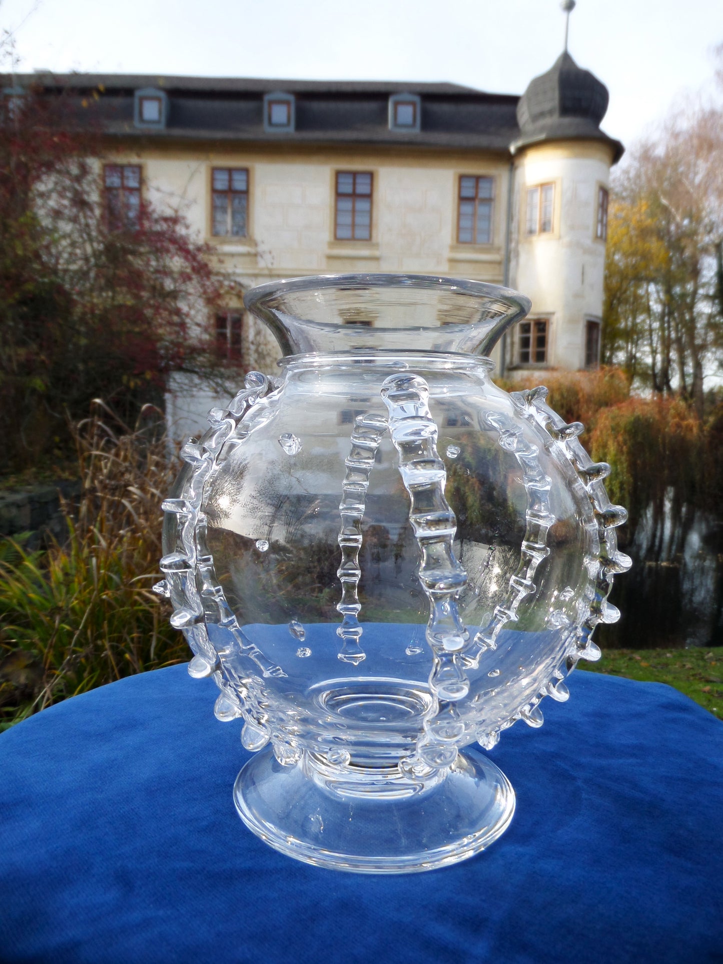 "Harriet" Fishbowl Vase by Juliska, Hand Blown Bohemian Art Glass, Czech republic, 2008