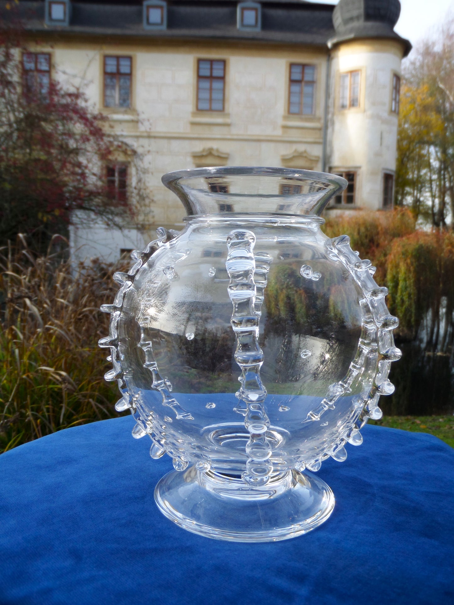 "Harriet" Fishbowl Vase by Juliska, Hand Blown Bohemian Art Glass, Czech republic, 2008