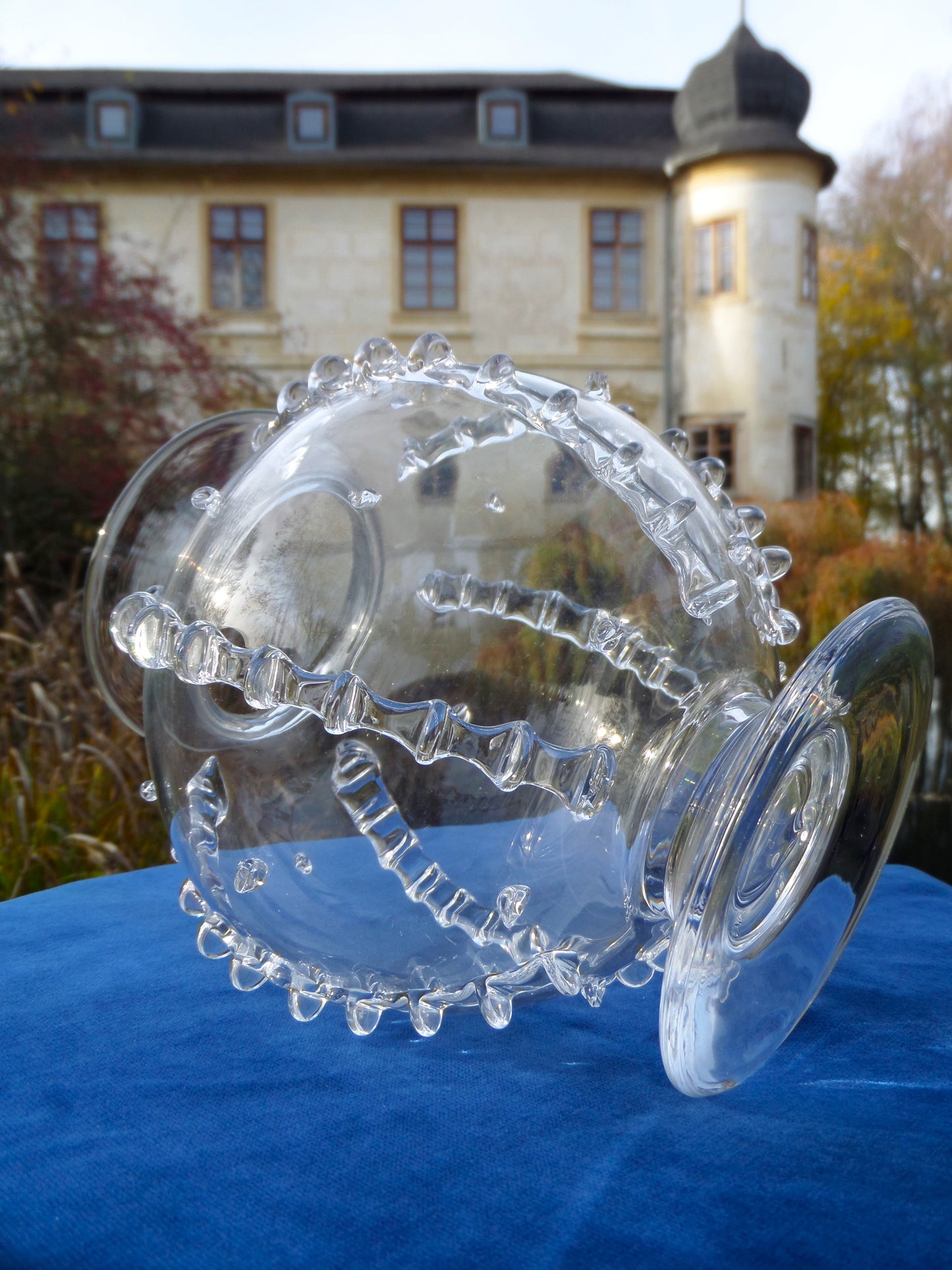"Harriet" Fishbowl Vase by Juliska, Hand Blown Bohemian Art Glass, Czech republic, 2008