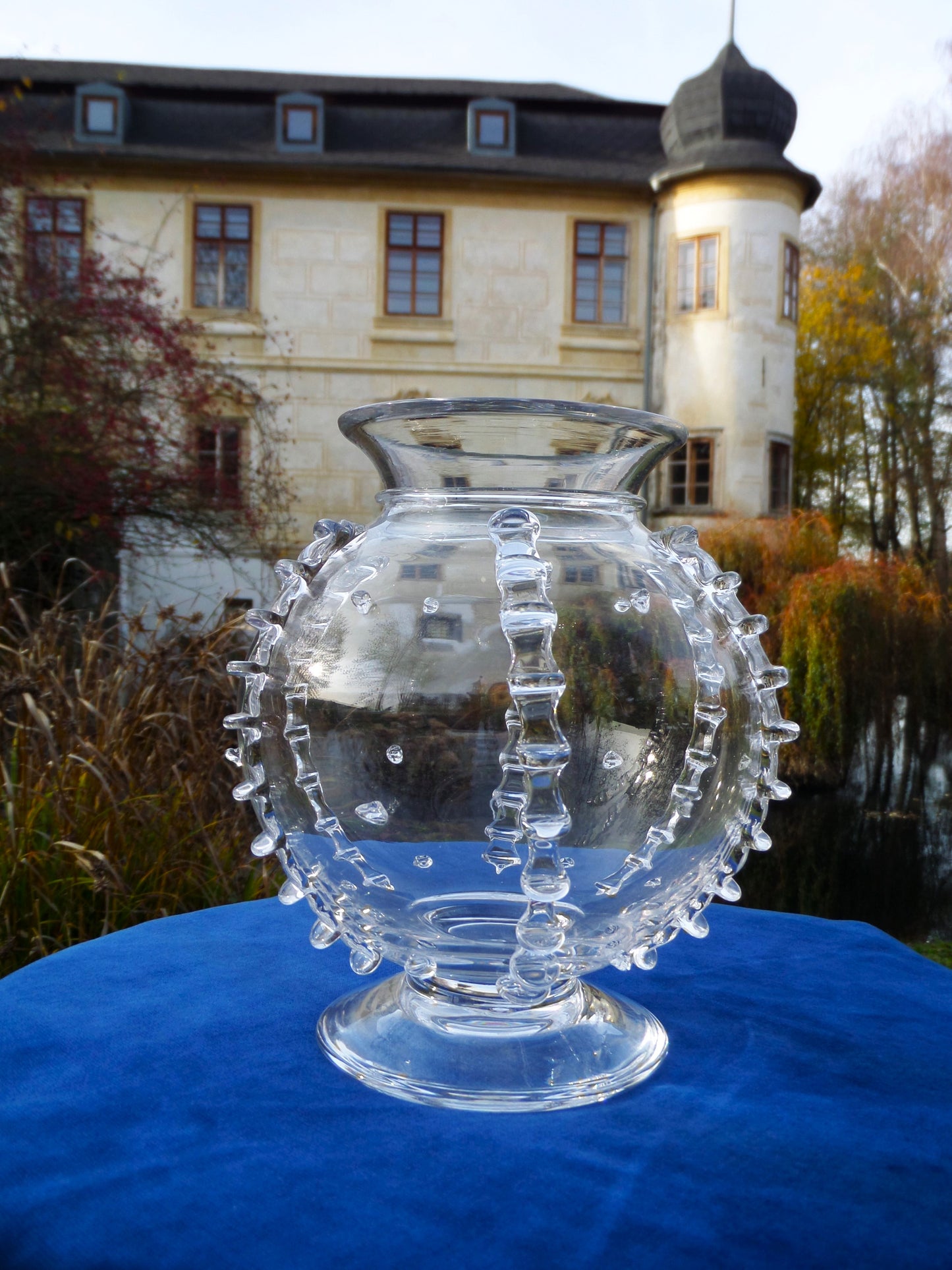 "Harriet" Fishbowl Vase by Juliska, Hand Blown Bohemian Art Glass, Czech republic, 2008
