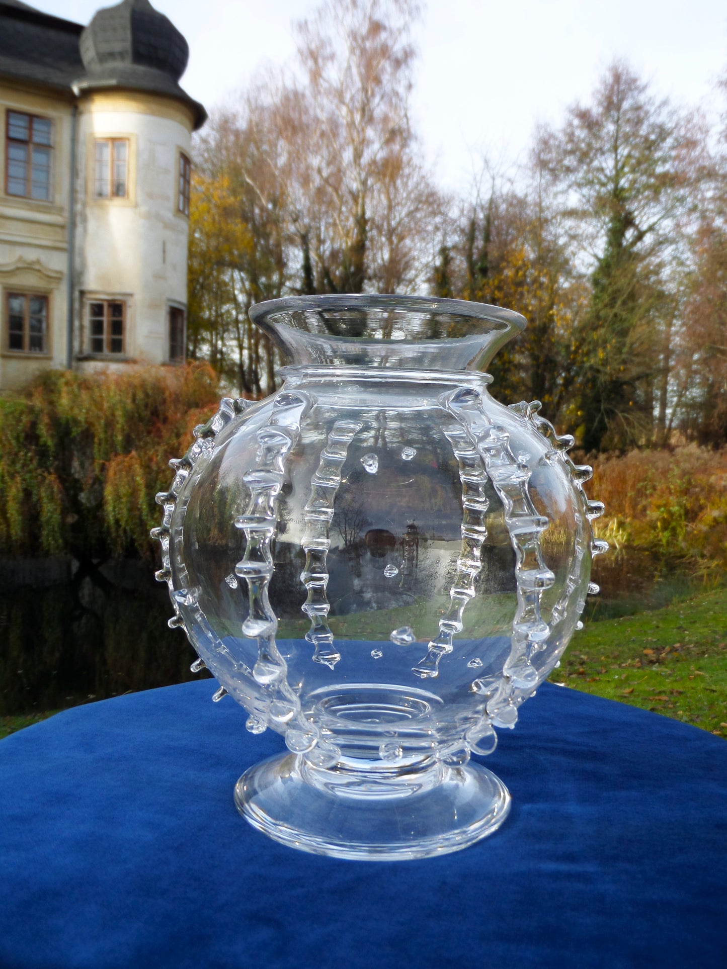 "Harriet" Fishbowl Vase by Juliska, Hand Blown Bohemian Art Glass, Czech republic, 2008