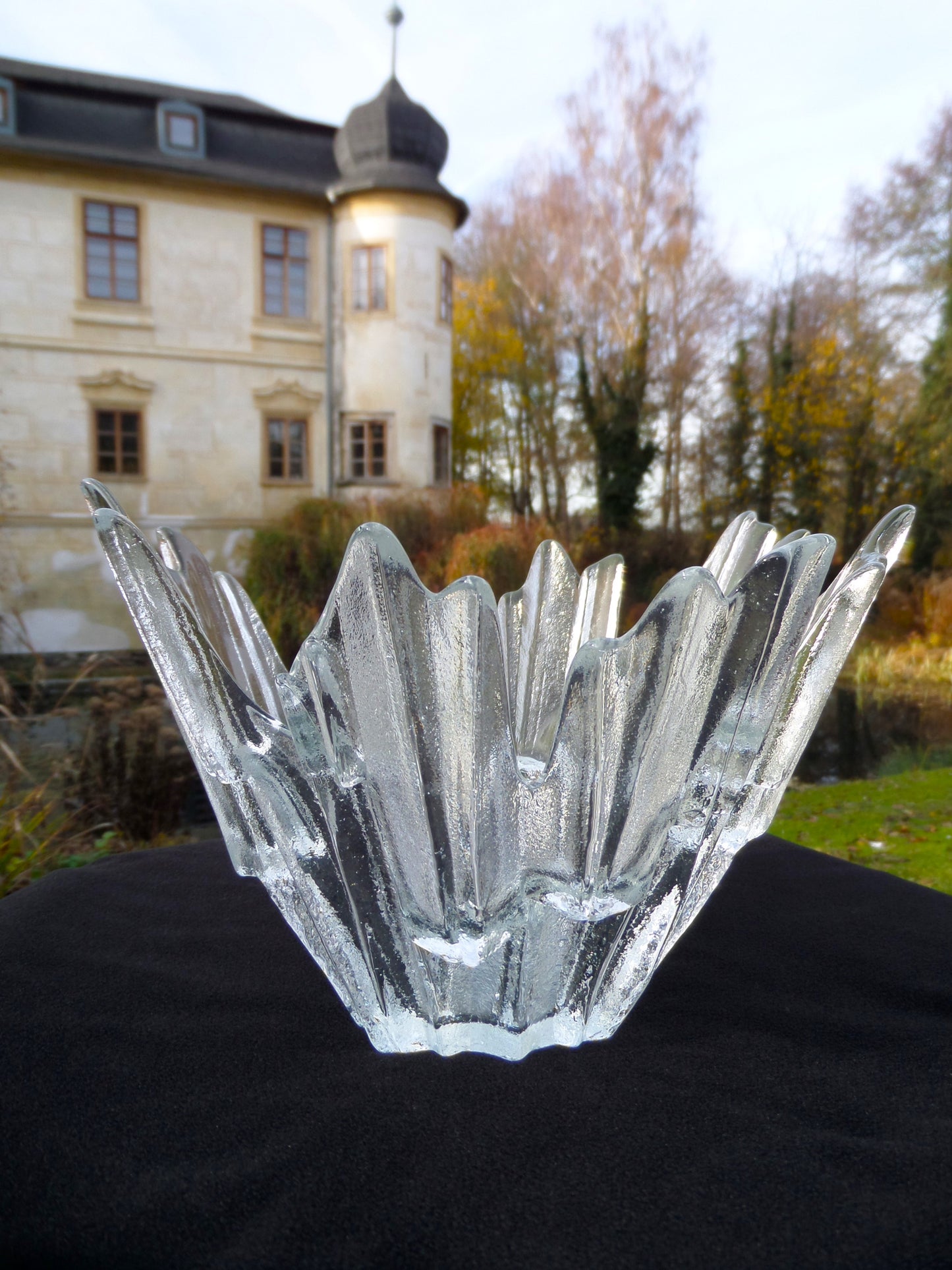 "Revontulet" Ice Glass Bowl by Tauno Wirkkala for Humppila Glassworks, Finland, 1960s