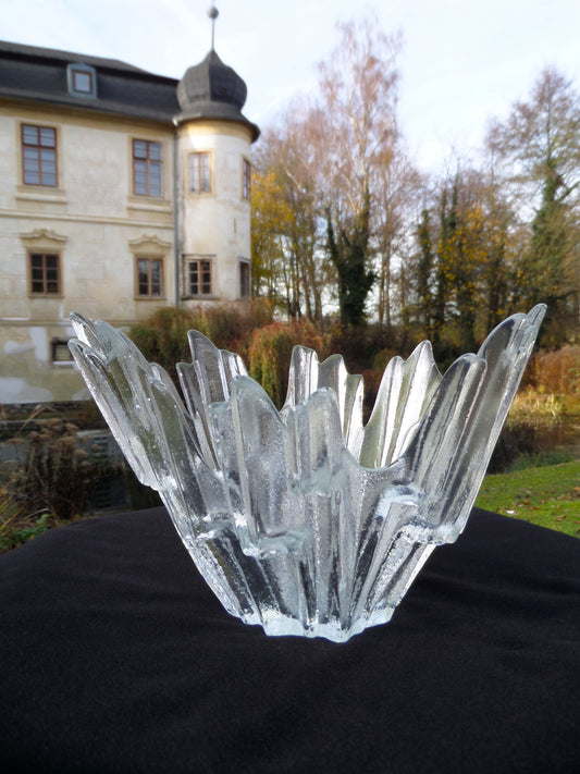 "Revontulet" Ice Glass Bowl by Tauno Wirkkala for Humppila Glassworks, Finland, 1960s