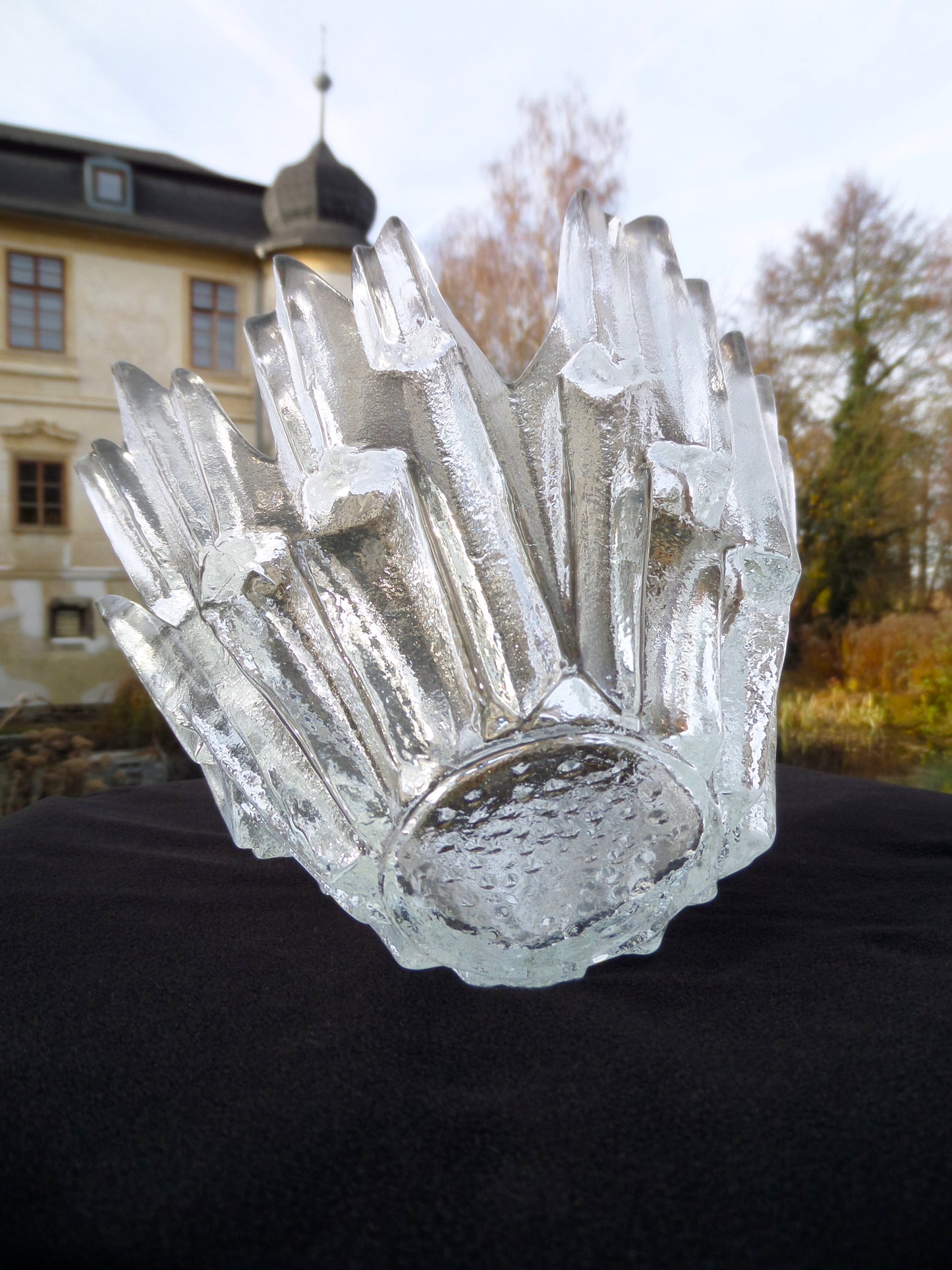 "Revontulet" Ice Glass Bowl by Tauno Wirkkala for Humppila Glassworks, Finland, 1960s