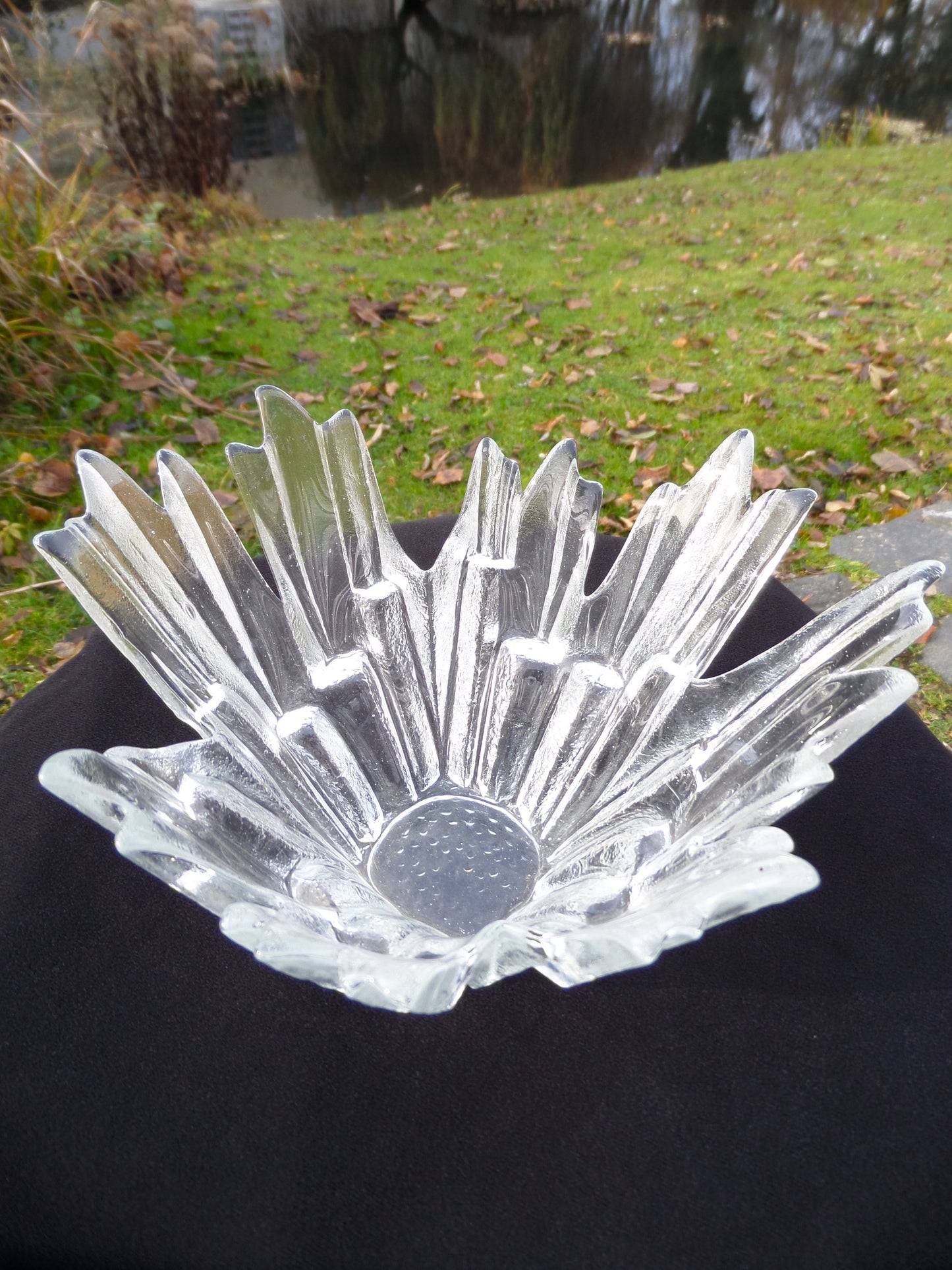 "Revontulet" Ice Glass Bowl by Tauno Wirkkala for Humppila Glassworks, Finland, 1960s