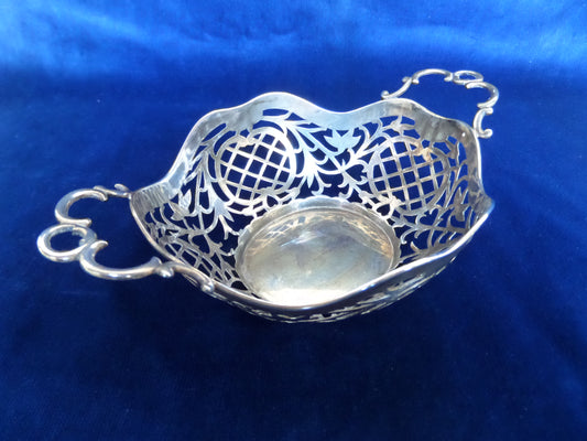 Antique German 800 Silver Pierced Bonbon Basket, Germany, late 19th century