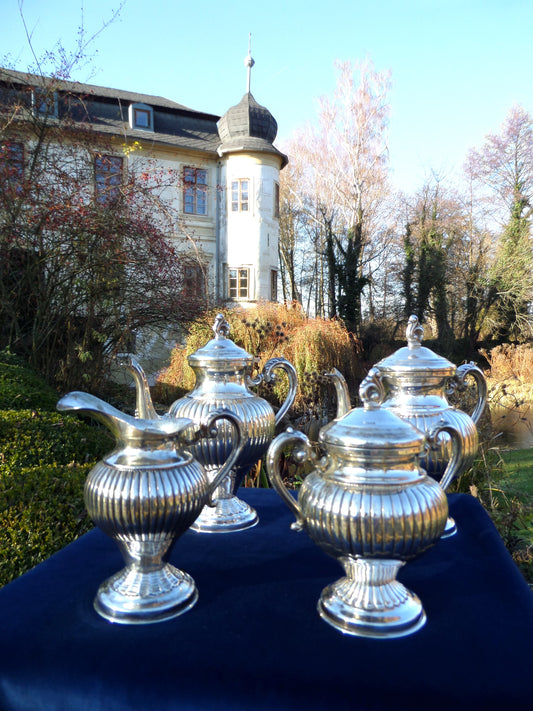 Exquisite Four-Piece 800 Silver Tea & Coffee Service – Classic "Melon" Shape, Italy, 1960s
