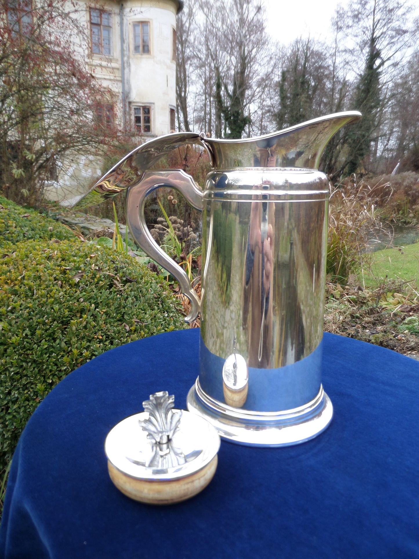 Vintage 800 Silver Jug with Hermetic Lid, mid 20th Century