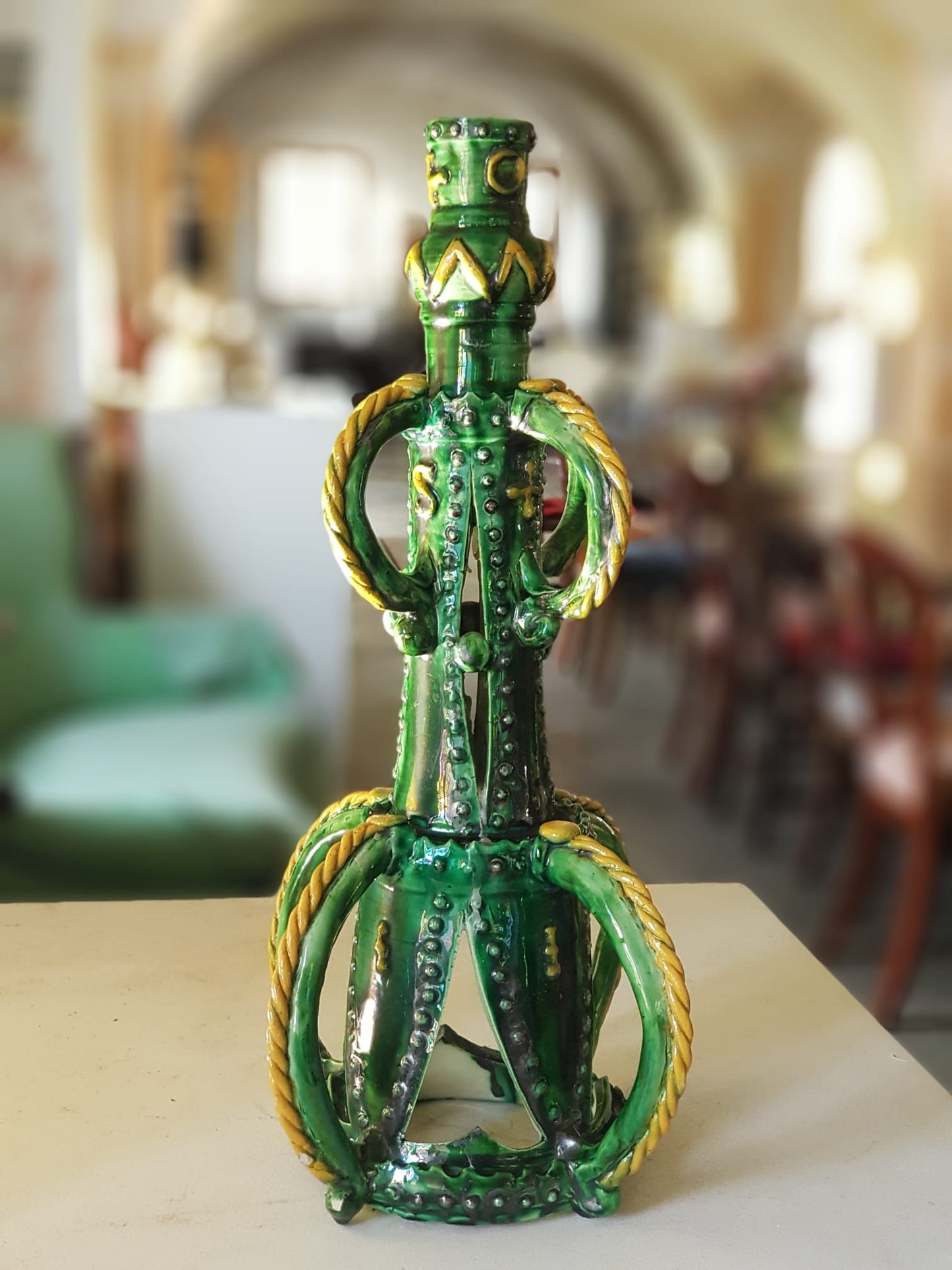 Hedingham Pottery Candlestick by Edward Bingham, England 1890