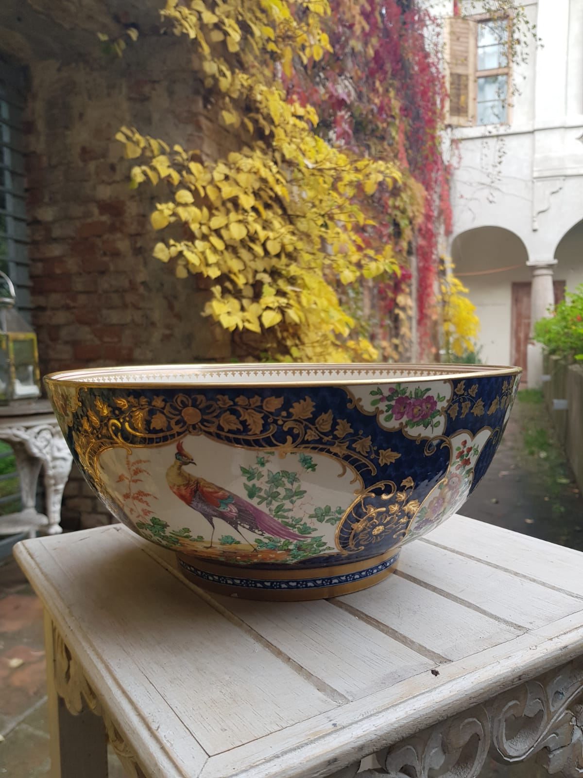 Booths Ltd. Blue Scale Punch Bowl, England,  early 1900s