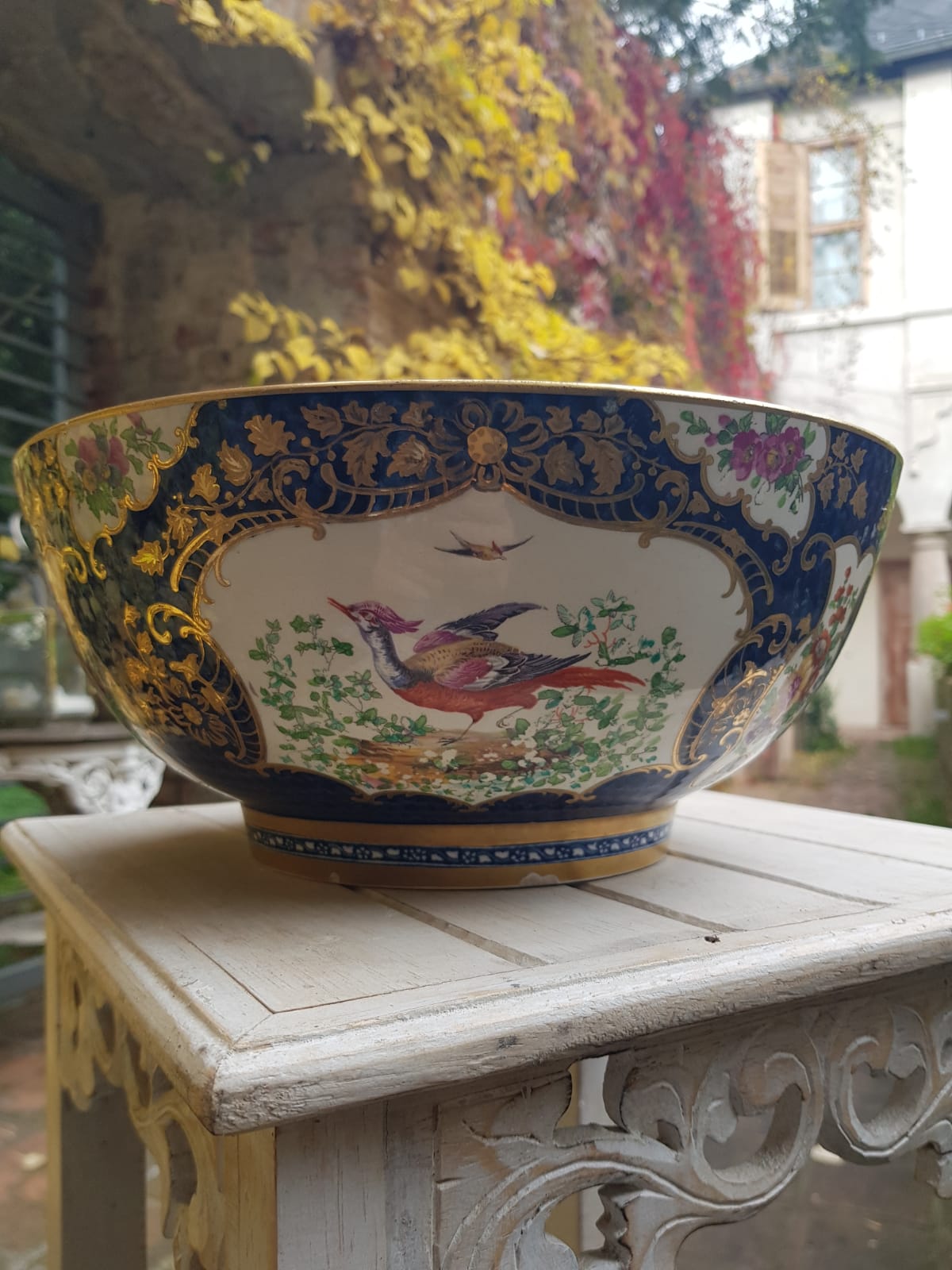 Booths Ltd. Blue Scale Punch Bowl, England,  early 1900s