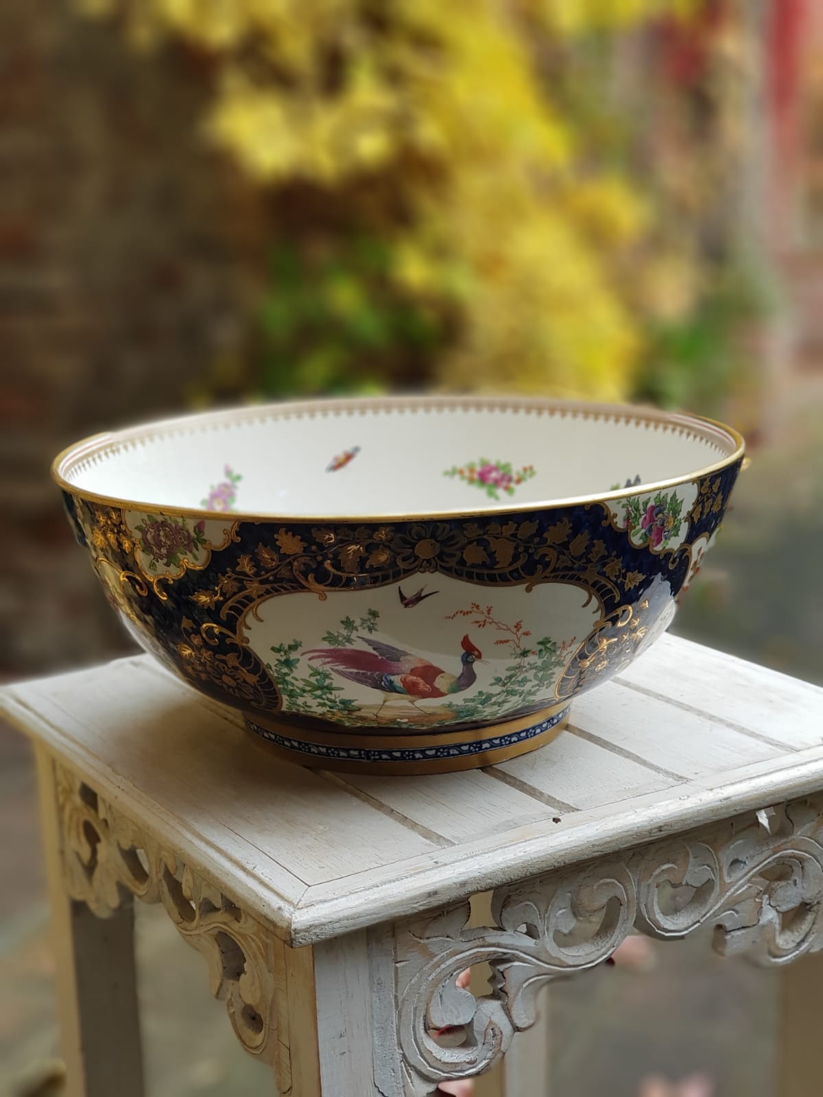Booths Ltd. Blue Scale Punch Bowl, England,  early 1900s