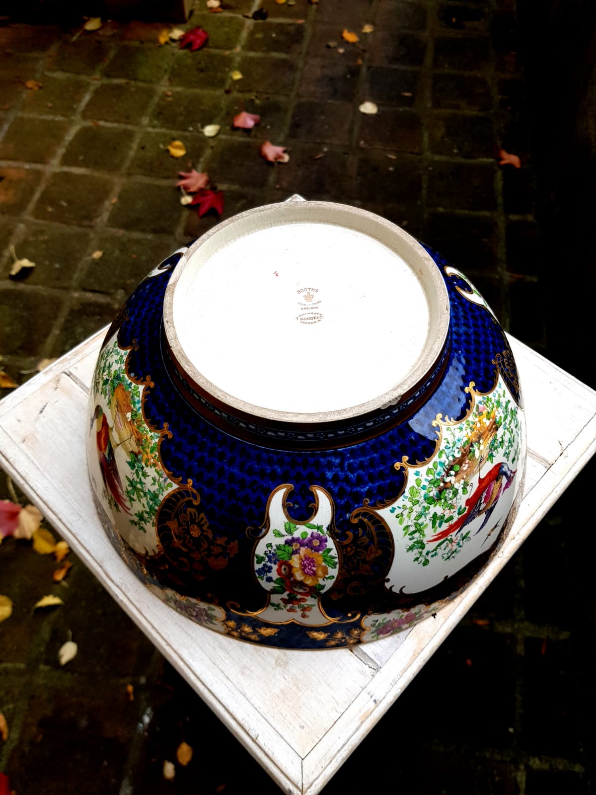 Booths Ltd. Blue Scale Punch Bowl, England,  early 1900s