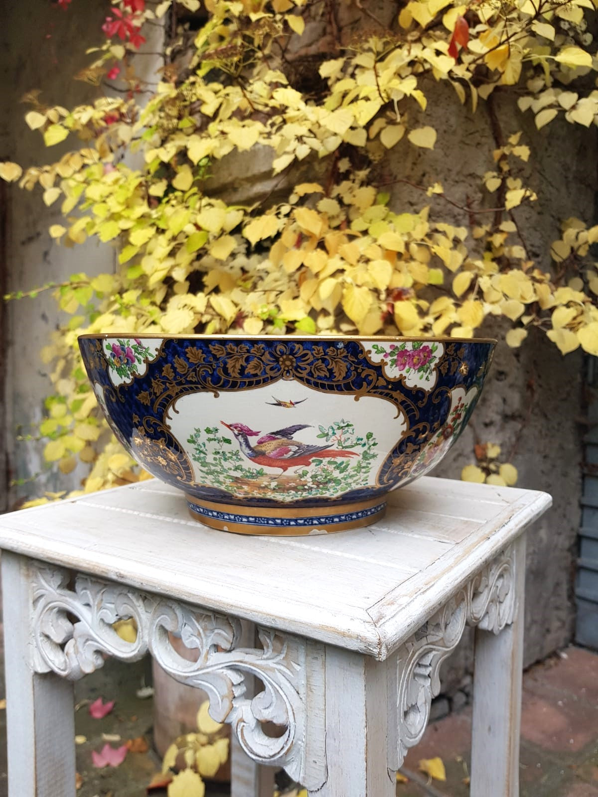 Booths Ltd. Blue Scale Punch Bowl, England,  early 1900s