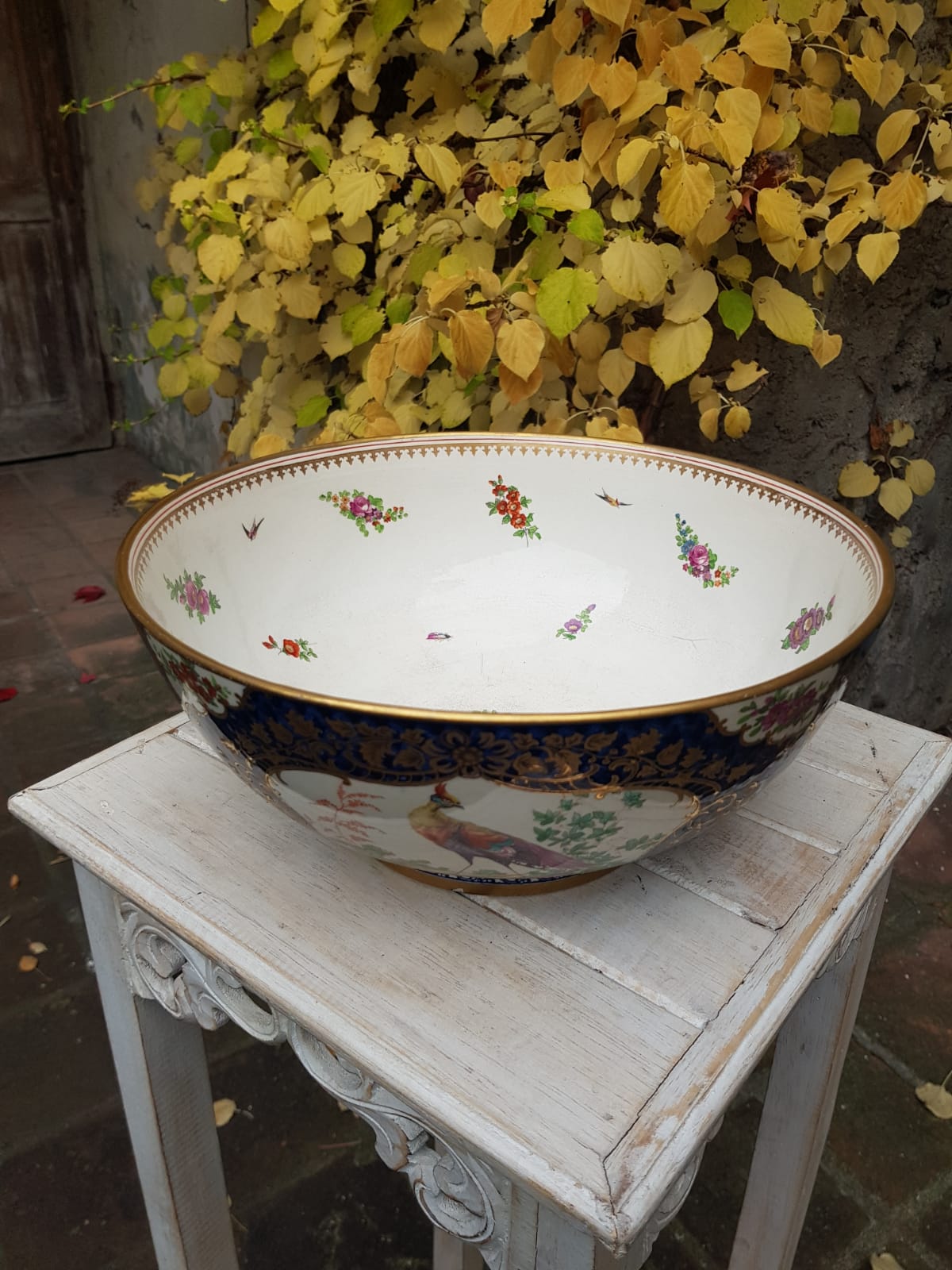 Booths Ltd. Blue Scale Punch Bowl, England,  early 1900s