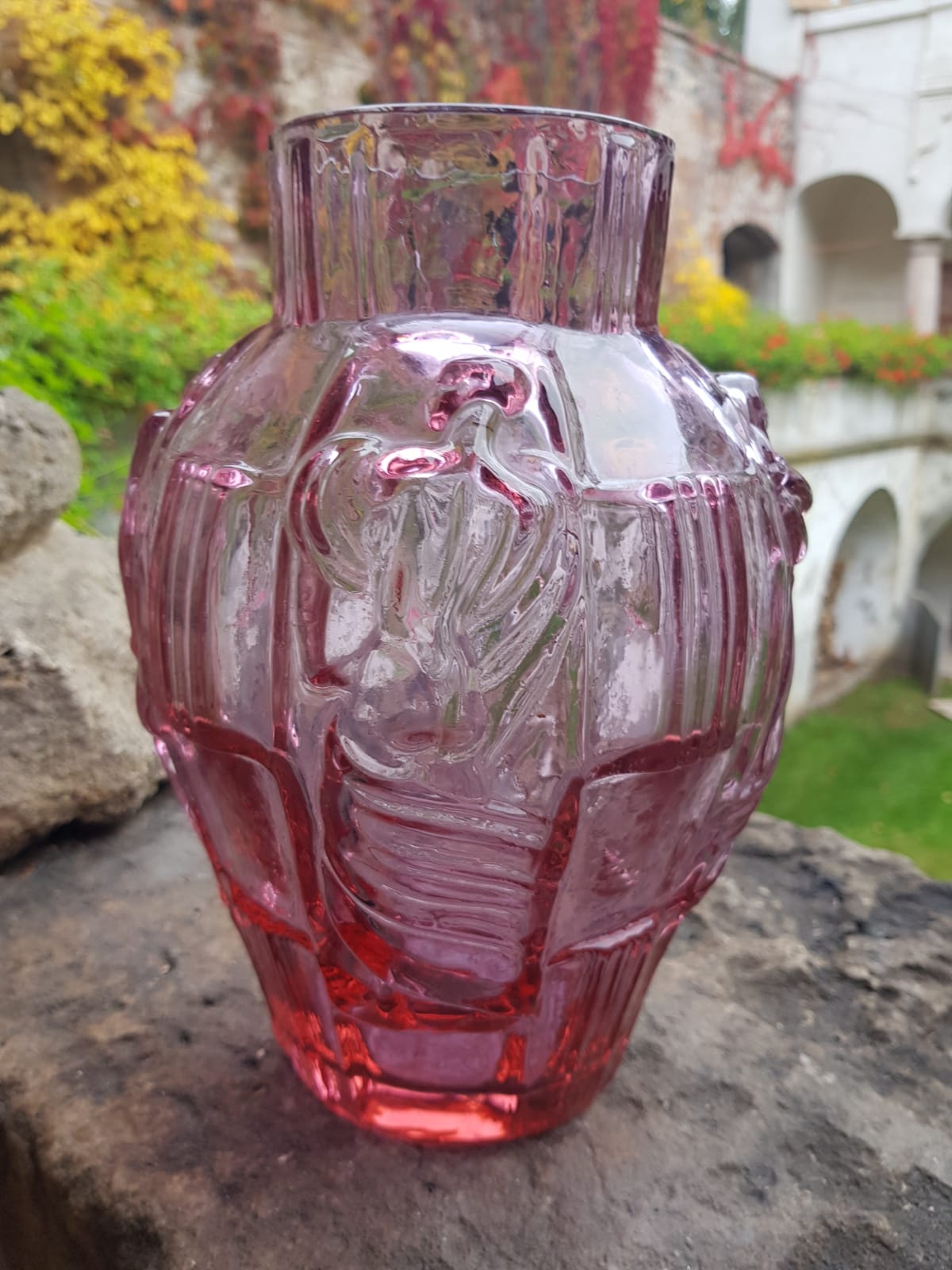 Art Deco Glass Vase by Arthur Plewa, Czechoslovakia, 1930s